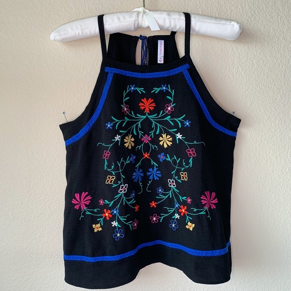 Black Embroidered Tank Top Floral S - Picture 7 of 7